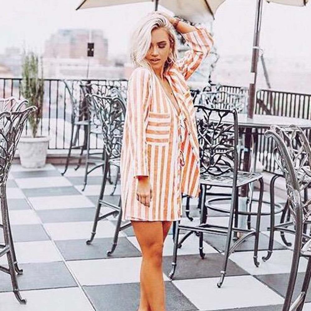 New Show Me Your MUMU Stripe 70's Linen Tunic